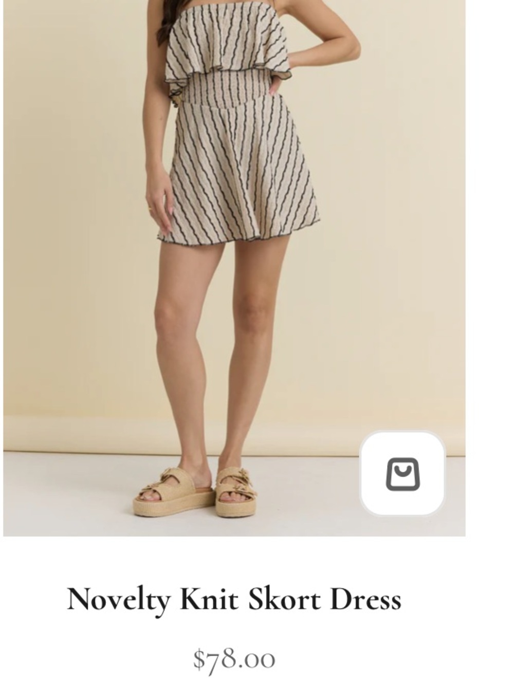 Vintage Havana SOLD OUT Beige and Black Striped Off-Shoulder Romper
